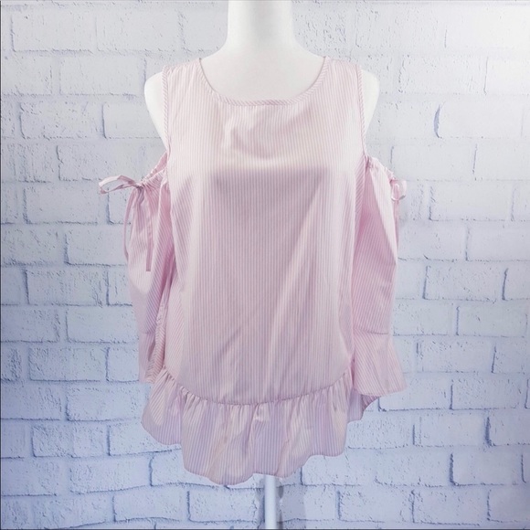 Pink Cold Shoulder Ruffle Top - Picture 2 of 2